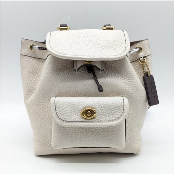 COACH Riya colorblock pebbled leather mini backpack Leather Chalk - Picture 2 of 7